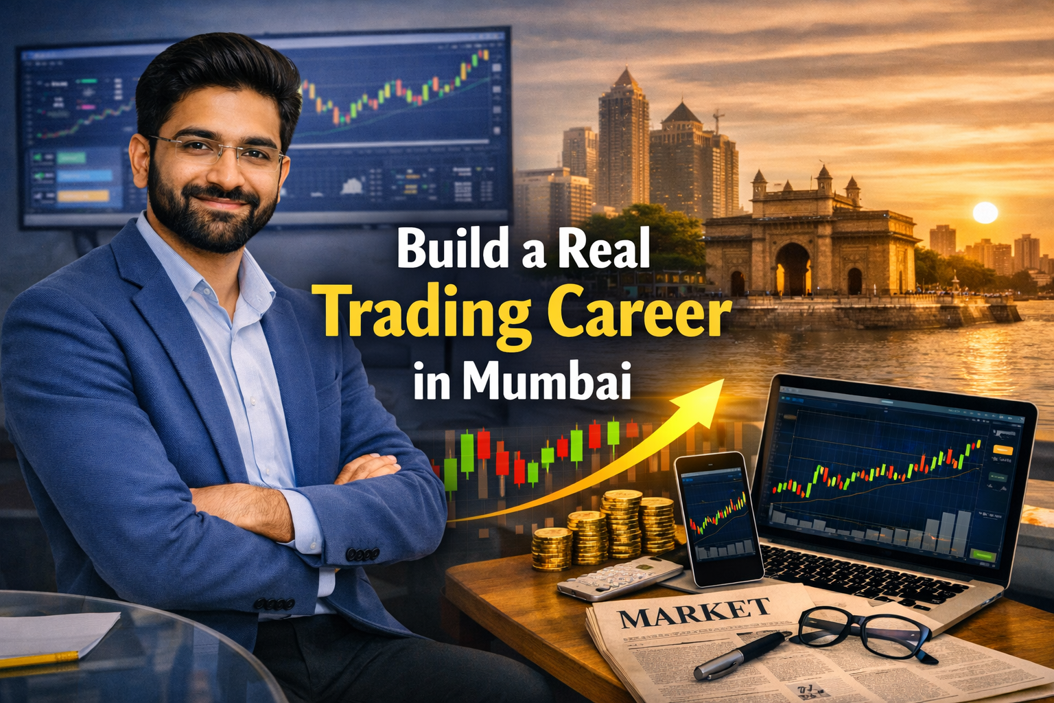 Classroom of trainees learning stock trading and portfolio management at a leading Financial Market Training Academy.