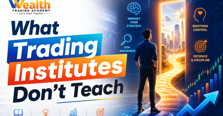 Students analyzing live stock market charts with expert mentors at a professional trading academy in Borivali.