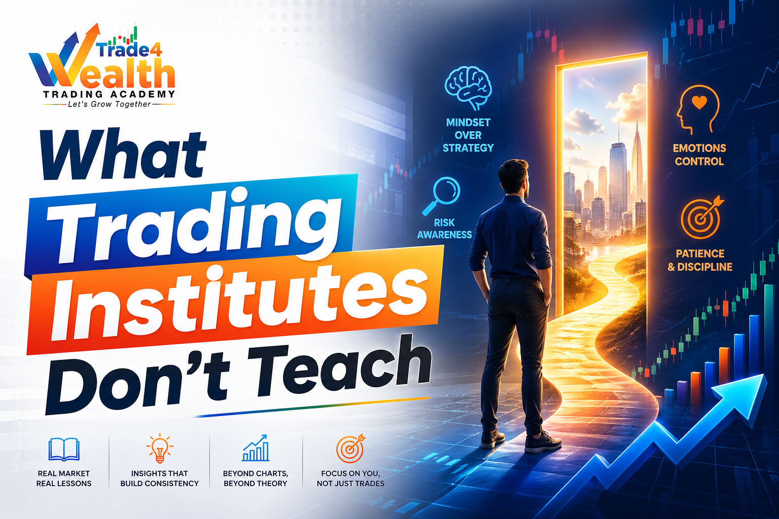 Students analyzing live stock market charts with expert mentors at a professional trading academy in Borivali.